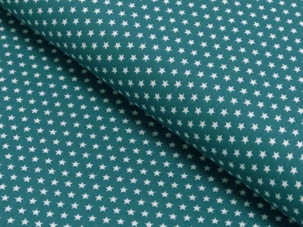 Baumwoll Druck Sterne Petrol/Weiß  Ø 2,5 mm
